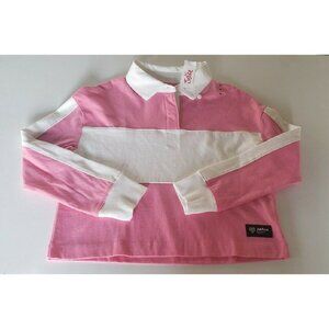 NWT Justice Active Pink & White Striped Polo Top Size 10